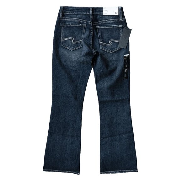 Silver Suki Jeans Flare Western Cowgirl Denim Top Stitch Dark Wash Coastal Pant - Picture 3 of 15